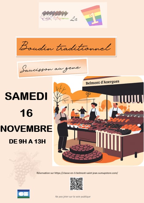 La Classe en 1 vous invite à son traditionnel boudin et saucisson au gène
